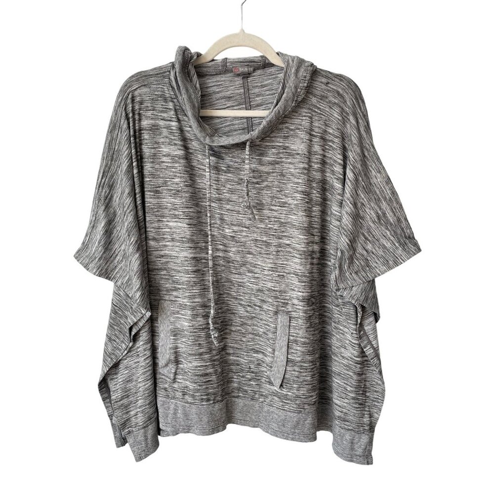 Talbots Hooded Poncho Sweater Womens OS Heathered Gray Cozy Knit Comfort Lounge